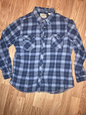 C.E. Schmidt Workwear Lightweight Button Up Long Sleeve Girls L Blue Flannel
