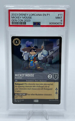Disney Lorcana Mickey Mouse Musketeer GenCon Promo Graded PSA 9 | eBay