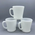 3 VTG Fire-King And Anchor Hocking D-Handle White Coffee Mugs Diner Coffee Cup