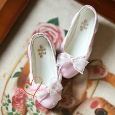 1/3SD BJD Low Heels Shoes Dreamy Lace Bow Deco for Ball Jointed Girl Dolls Pink