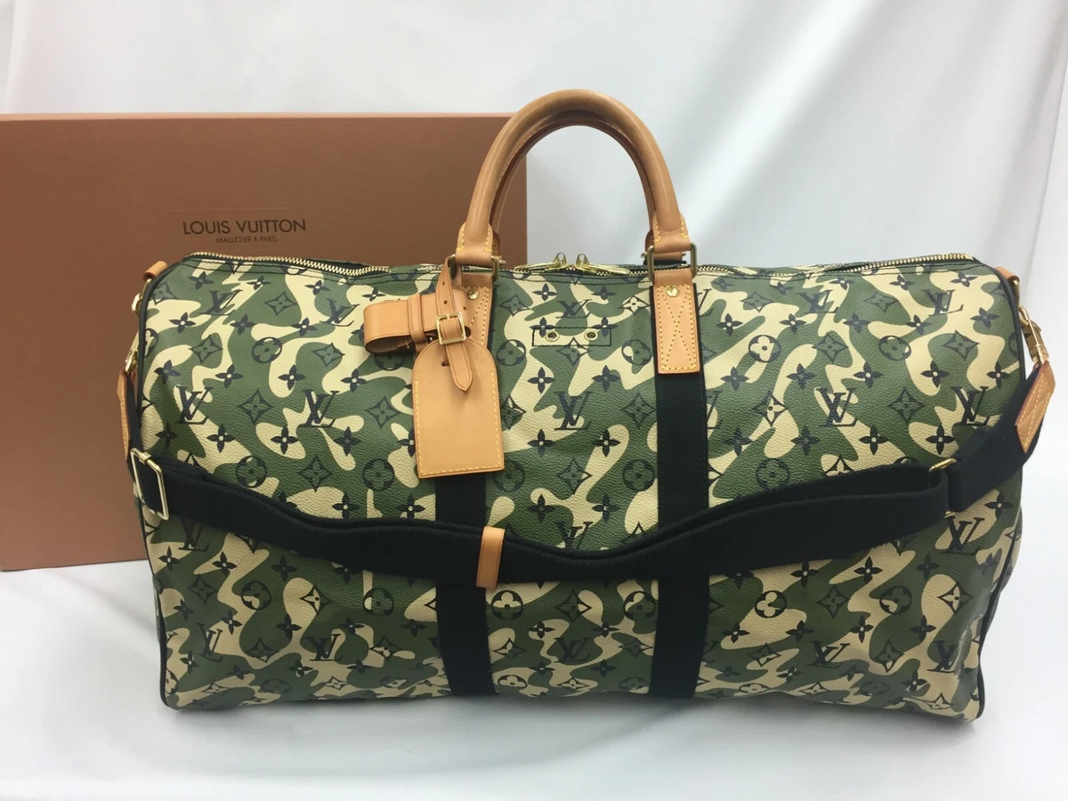 Louis+Vuitton+Keepall+Takashi+Murakami+Duffle+55+Green+Canvas for