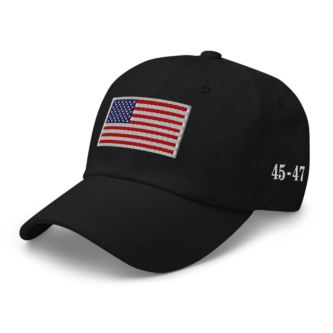 Trump 45 47 Embroidered MAGA Dad Hat with USA Flag Design - Hot Item
