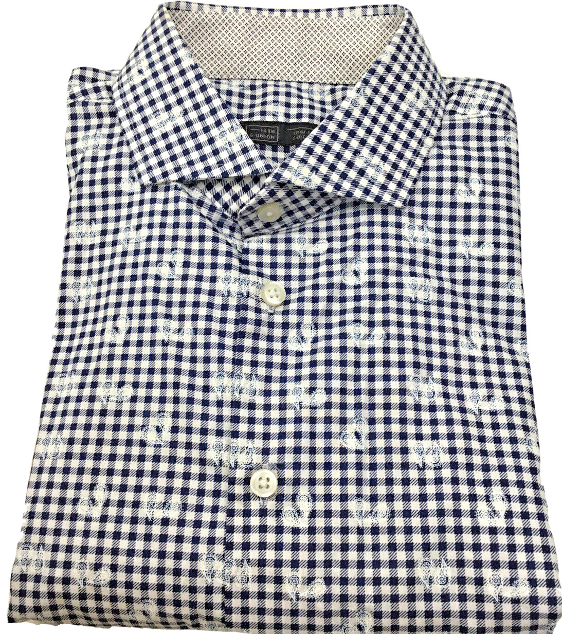 мужская рубашка с длинным рукавом 14th & Union Trim Fit, синяя клетка, 16-34/35