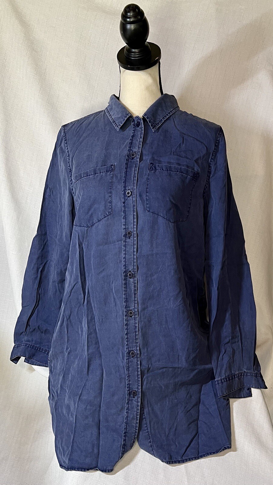 French Connection Blue Collared Button Mini Dress… - image 1