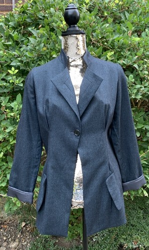 WOMENS SITA MURT SPANISH DESIGNER TROUSER SUIT BLUE WOOL BLEND EUR 40 ( UK 12 )