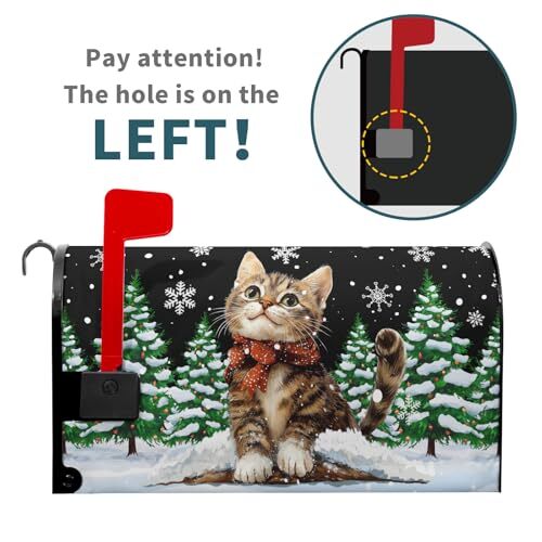 Hello Winter Katze Briefkasten Abdeckung Magnet Standard 21x18 Zoll Winter Katze Kätzchen - Bild 2 von 7