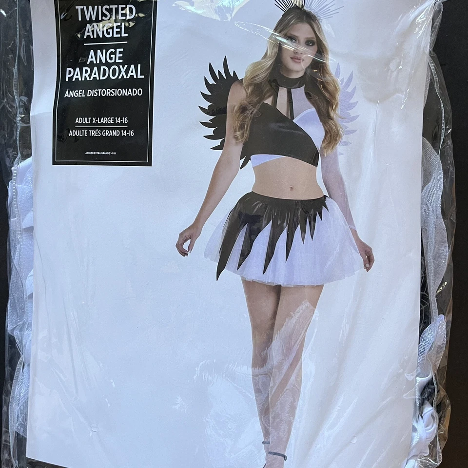 Sexy disfraces de Halloween de ángel retorcido oscuro caído para mujer talla X grande XL 14-16 Foto 3 de 4