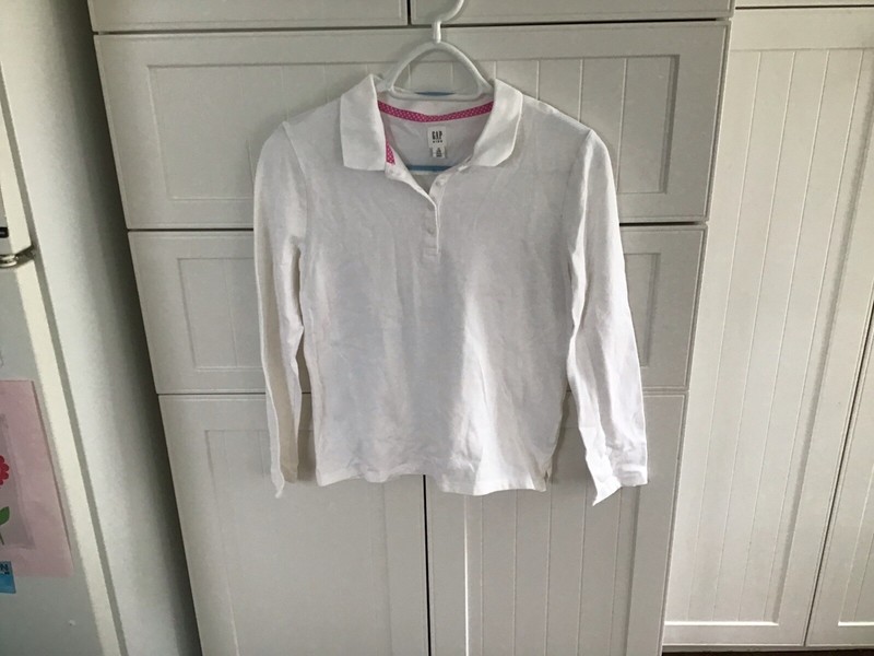 Gap Kids Girls White Long Sleeve Polo Shirt Size XL 12 Plus