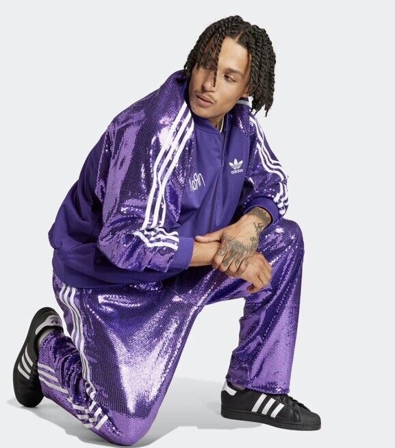 KORN X ADIDAS PURPLE SEQUIN TRACK SUIT SET JACKET Sz-XL KORN X ADIDAS PURPLE SEQUIN TRACK SUIT SET JACKET Sz-XL
