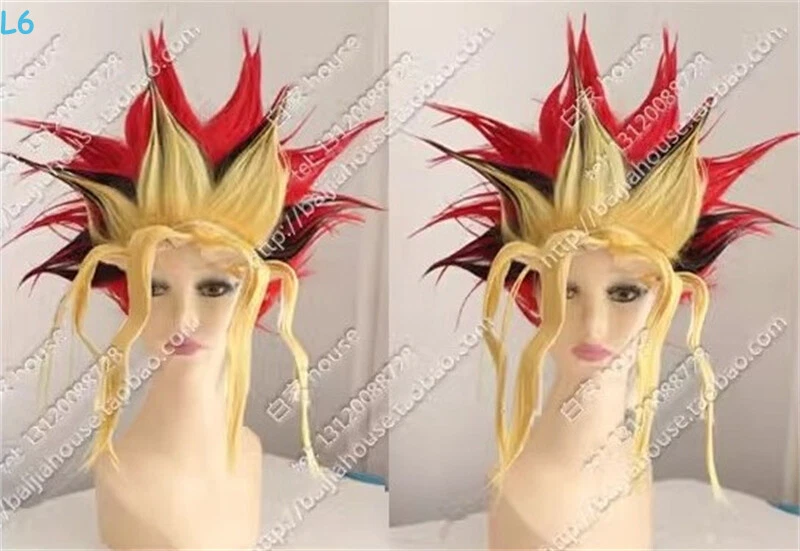 Yu-Gi-Oh Anime Yugi Muto Gradient Wig Afro Style Hairpieces Hairnet Cosplay Prop - Image 3 of 4