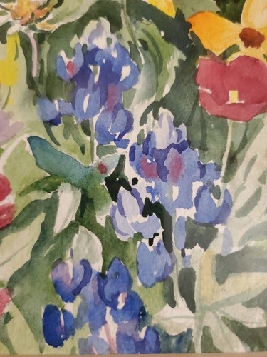 Listed TX ART ANGIE BANTA BROWN ORG SIGNED WATERCOLOR Bluebonnets Bold & Beautif - Picture 22 of 24