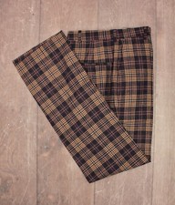 Men's VTG 1970s NOS Blue  Beige Plaid Pants Sz 30 70s Polyester Wool Disco Golf