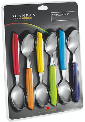 Scanpan Set 4 Coltelli Vai I Blu – Lama Seghettata 10 Cm, Rivestimento Antiaderente Tricolore (Blu, Bianco, Rosso), Manico Ergonomico