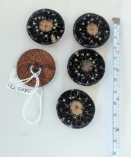 Set of 5 Handcrafted Buttons Round Flat 1.25"x1.5" each SM