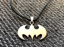 Batman corded necklace party favor gift fun super hero silver tone pendant 66