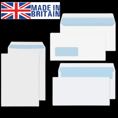 WHITE ENVELOPES SELF SEAL 90/80GSM QUALITY PLAIN PAPER CHEAP BEST STRONG LETTER