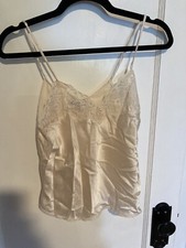 Vintage Hidden Fantasies Cream Ivory Satin Lace Camisole Lingerie Women's Small