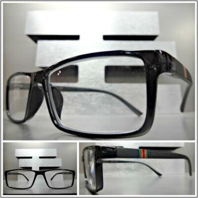 Men's CONTEMPORARY MODERN READING Eye Glasses Readers Black Frame Spring Temples