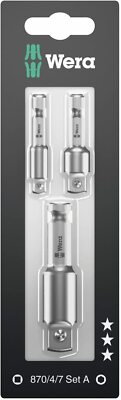 Wera 073200 3-tlg. Steckschlüssel-Adaptersatz 1/4'' Sechskant auf 1/4'',3/8'' & 7/16''-1/2'' Antrieb