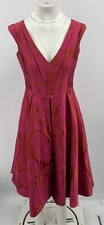 Barbara Tfank Womens Red Pink Geometric Print Sleeveless V-Neck Dress sz 6