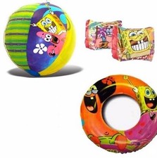 Spongebob Sponge Bob Patrick 20" Beach Ball,Arm Floats, and Swim Ring-Brand New 
