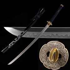 Clay Temperped T10 Steel Japanese Samurai Sword Katana Brass Tsuba Razor Sharp