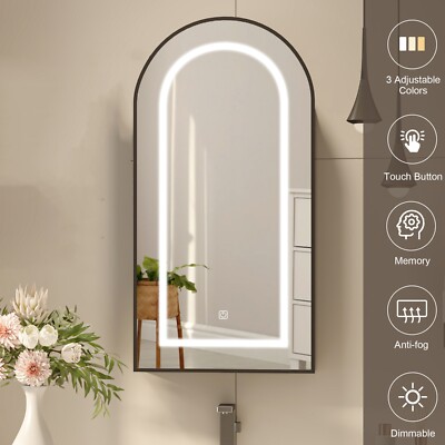 Spiegelschrank mit LED Beleuchtung Steckdose Badspiegel 80x40cm Antibeschlag