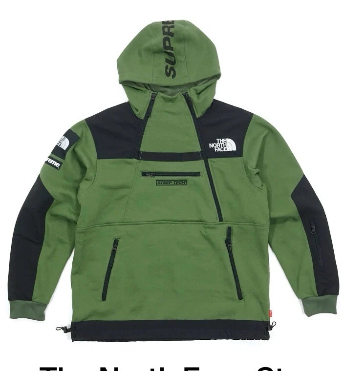 Sweat à capuche polaire Supreme X The North Face Steep Tech taille M vert olive SS16