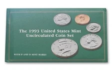 1993 P&D Mint Set Brilliant Uncirculated US with Envelope & COA (10 Coin Set)
