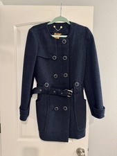 $3000 Tory Burch Military Double Breasted Wool Cashmere Belted Coat Gold Buttons