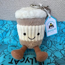 Jellycat Amuseables Coffee To Go Plush Bag Charm Keychain NWT Dust Bag 2026