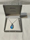 Crystale made with Swarovski Crystal Teardrop Pendant Silver Women Necklace