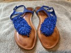 Super Cute! GIANNI BINI Mackenzie Leather Fringe Sandals COBALT Size - 9.5M — photo 3
