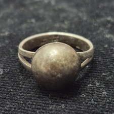 Vtg Mexican Sterling Silver Ball/Dome Ring Size 4 Mid Century Modernist Patina