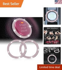 Car Engine Start Stop Decoration Ring, Crystal Double Rhinestone, Bling Car I...