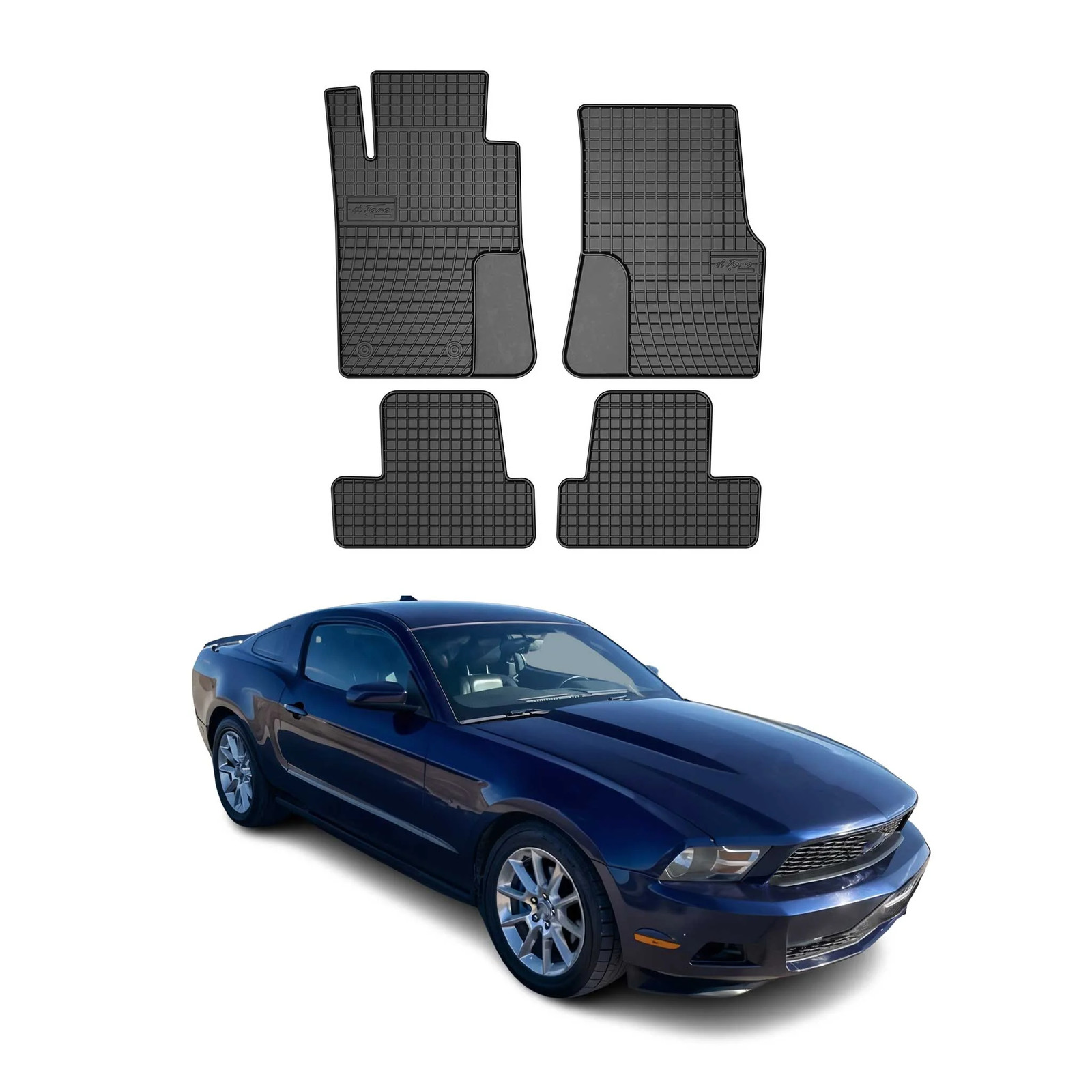 Tapis de sol Ford Mustang 2004-2014 tout temps lavables en caoutchouc noir