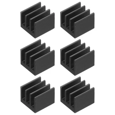 6x Kühlkörper 7x7x6mm Alu m. Thermo-Aufkleber schwarz - Bild 1 von 4
