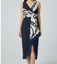 Chris Benz Navy Blue Midi Dress Size US 6 Luxury US Designer BNWT