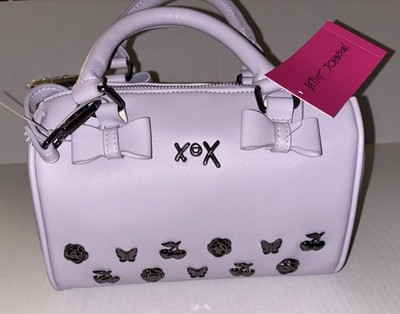 Betsey Johnson Barrel Purse Bag XOJean Lilac Bows Studs Butterfly