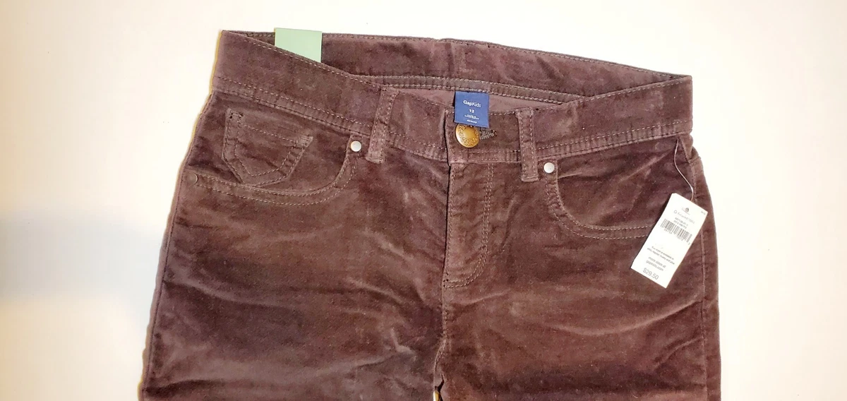 Pantalones ajustados de terciopelo marrón de terciopelo GapKids para niñas, cintura ajustable talla 12 nuevos con etiquetas