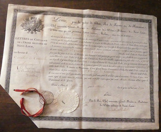 DIPLOME DE SAINT LOUIS sur velin accordé en 1815 par le ROI LOUIS XVIII
