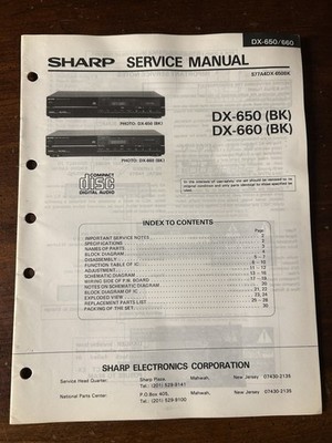 Sharp DX-650 DX-660 CD Player Service Manual Original OEM Repair