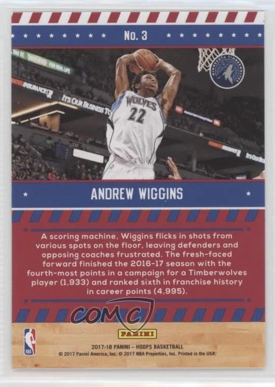 2017-18 Panini NBA Hoops Special Delivery Andrew Wiggins #3 - Image 2 of 2
