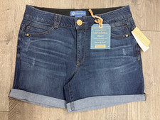 Democracy Ab Solution Denim Shorts Women Size 12 Cuffed Blue Stretch Mold Hold