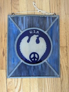 USA Peace Stained Glass Eagle Folk Art