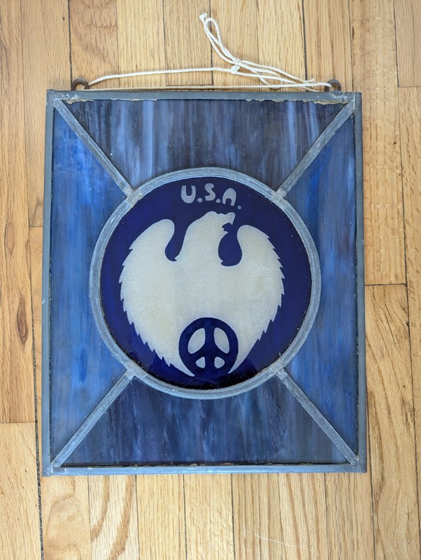 USA Peace Stained Glass Eagle Folk Art