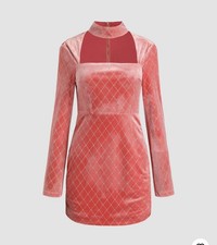 Cider Pink Argyle Cut Out Mini Dress L