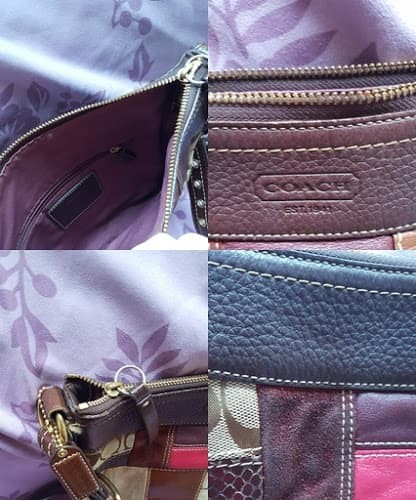 COACH Turnlock Patchwork Shoulder Bag Brown Japan… - image 12