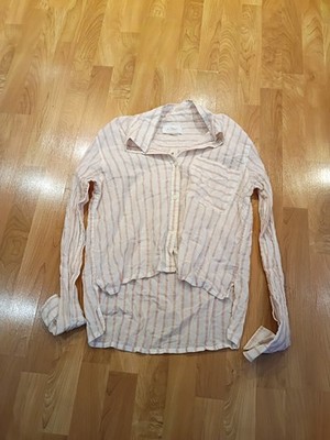 current/elliott white peach striped high low hem top size s
