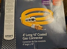 Smart Choice 4’ Long 5/8" Coated Gas Connector Stainless Steel Yellow 